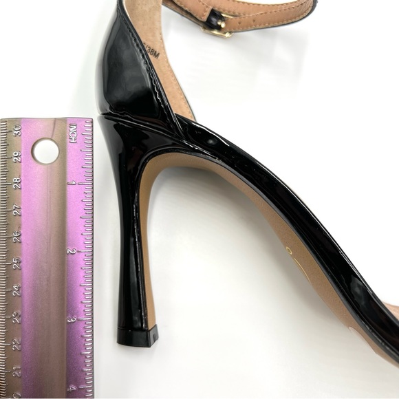 Chinese Laundry Faux Vegan Black Patent Leather Ankle Strap Dress Sandals Heels - Picture 13 of 13